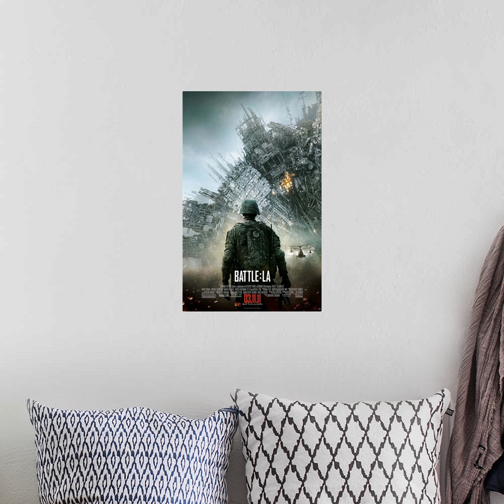 A bohemian room featuring Battle: Los Angeles - Movie Poster
