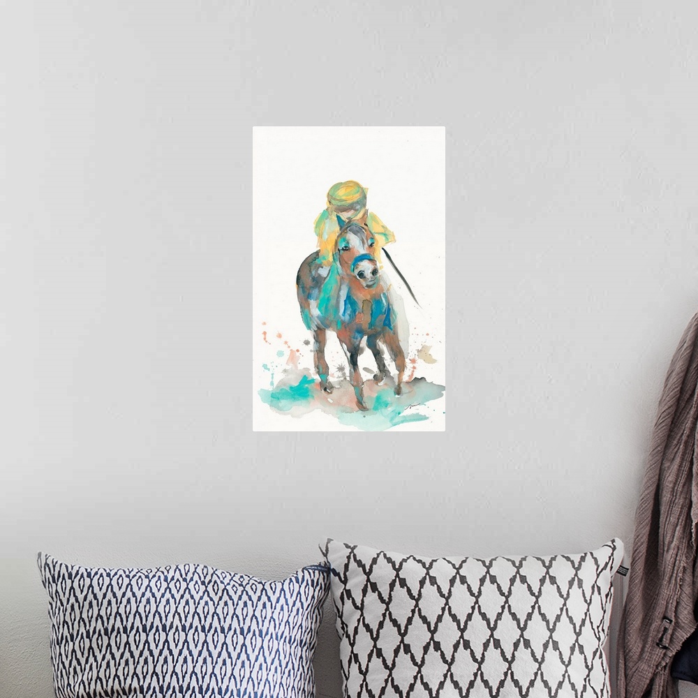 A bohemian room featuring A Jockey and His Horse
