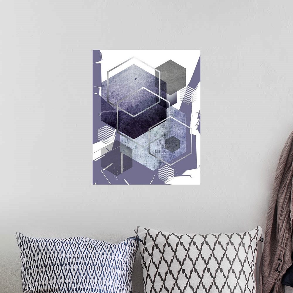 A bohemian room featuring Abstract Geo Ultra Violet 1