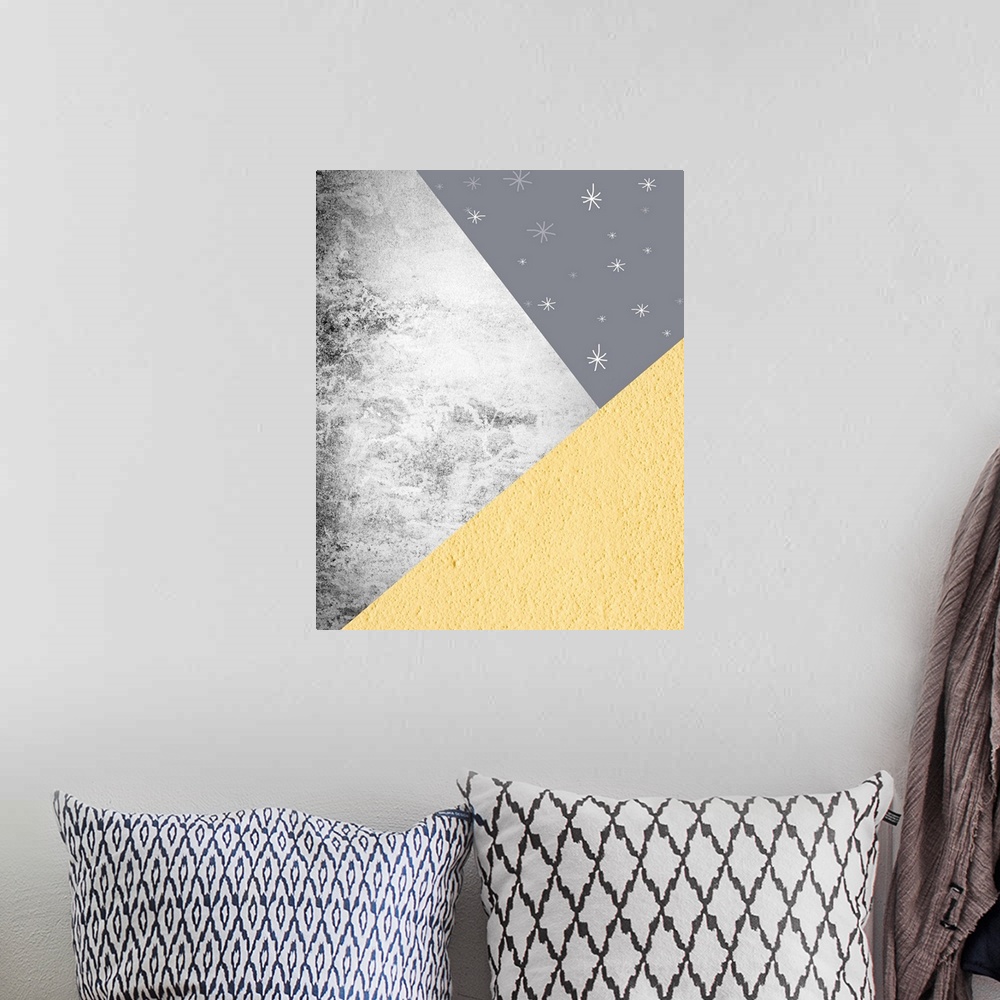 A bohemian room featuring Yellow Grey Mountains 1