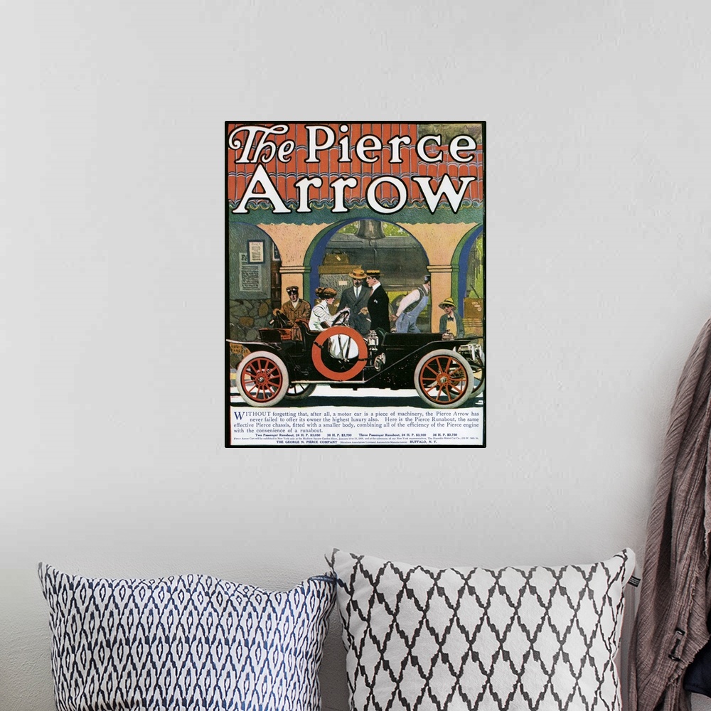 A bohemian room featuring 1910s USA Pierce Arrow Magazine Advert