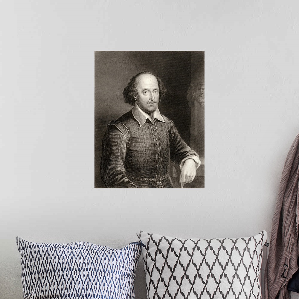 A bohemian room featuring William Shakespeare, 1564-1616. English Poet And Dramatist. Engraved By William Holl.
