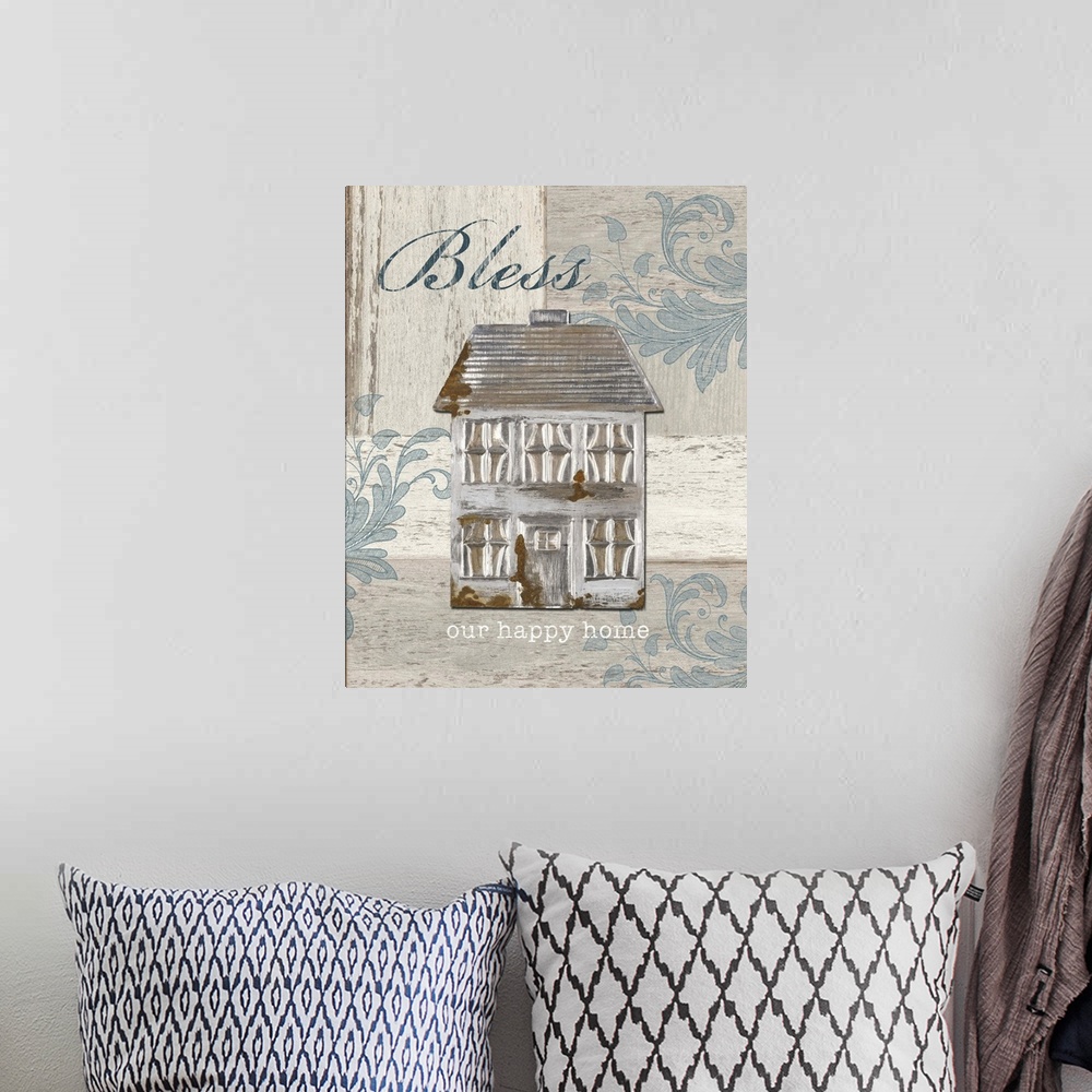 A bohemian room featuring Artwork with a rustic family feel perfect for any home.