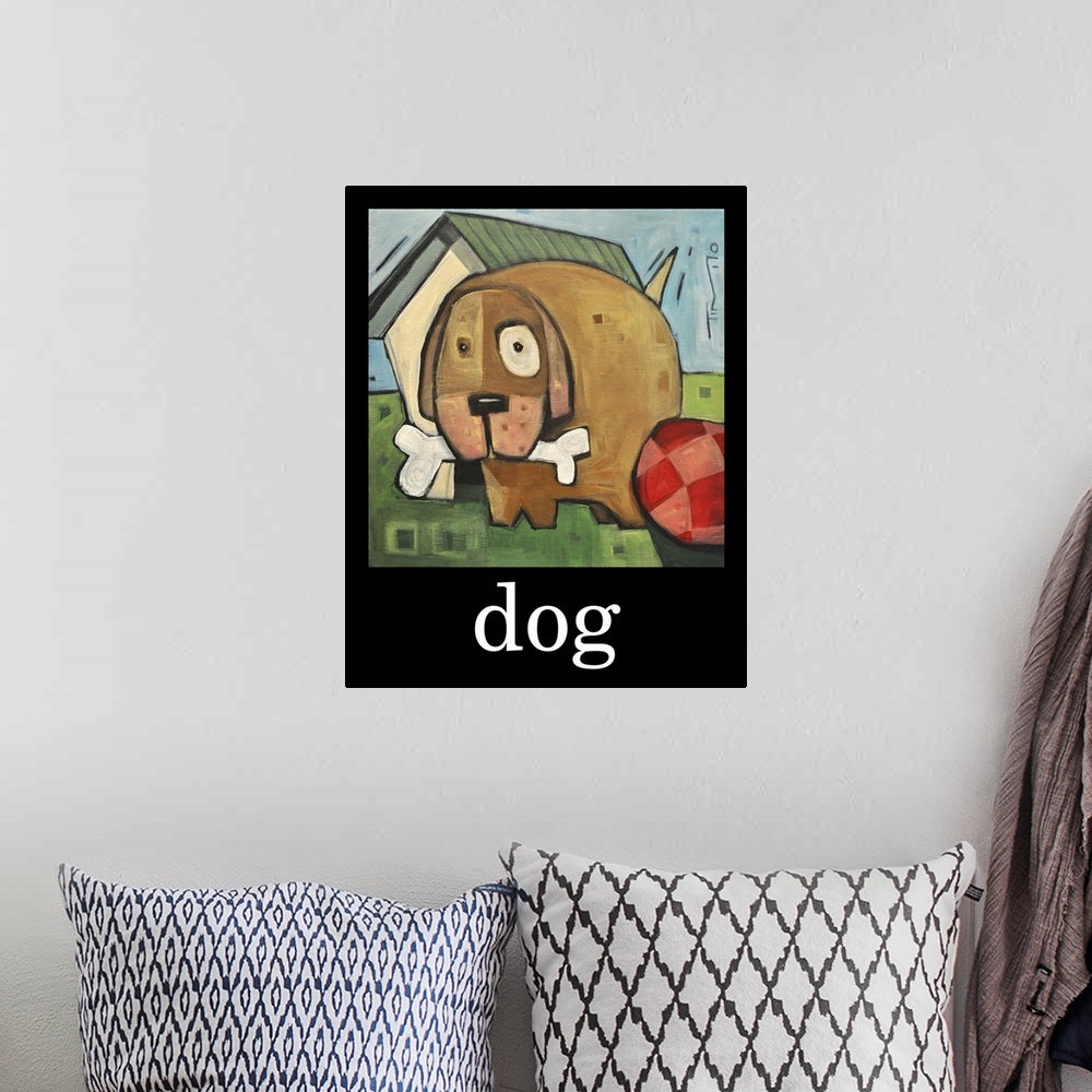 A bohemian room featuring Dog Poster II