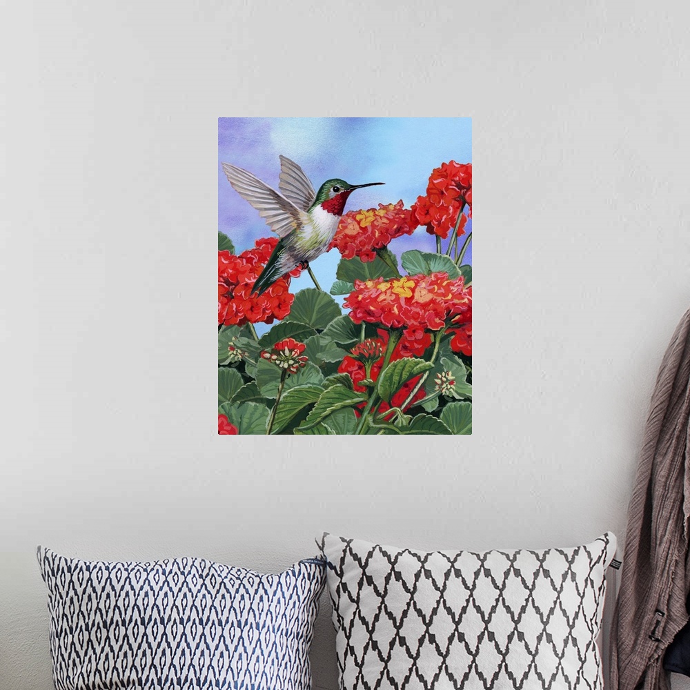 A bohemian room featuring Hummingbird And Flower II