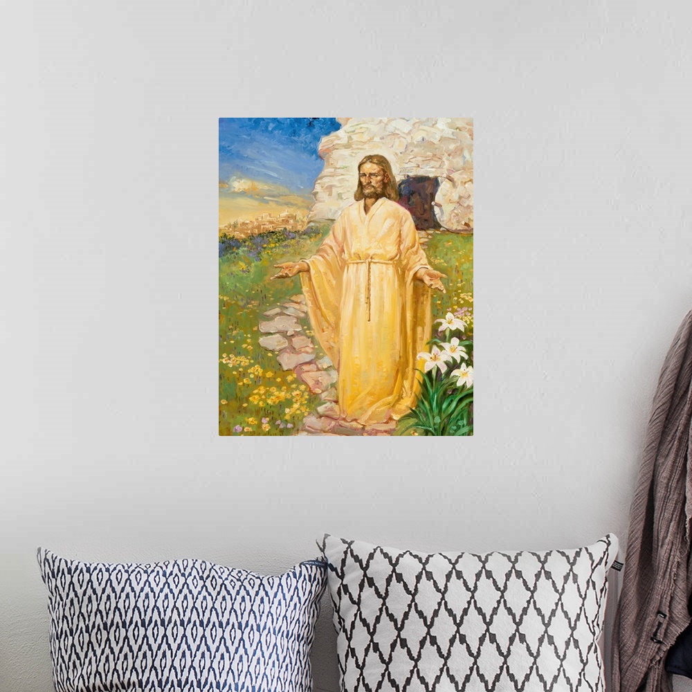 A bohemian room featuring Jesus, reborn in the Spring.