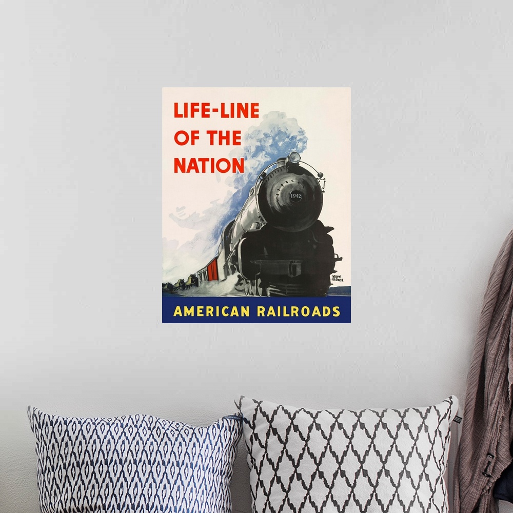 A bohemian room featuring Life-line of the Nation American Railroads