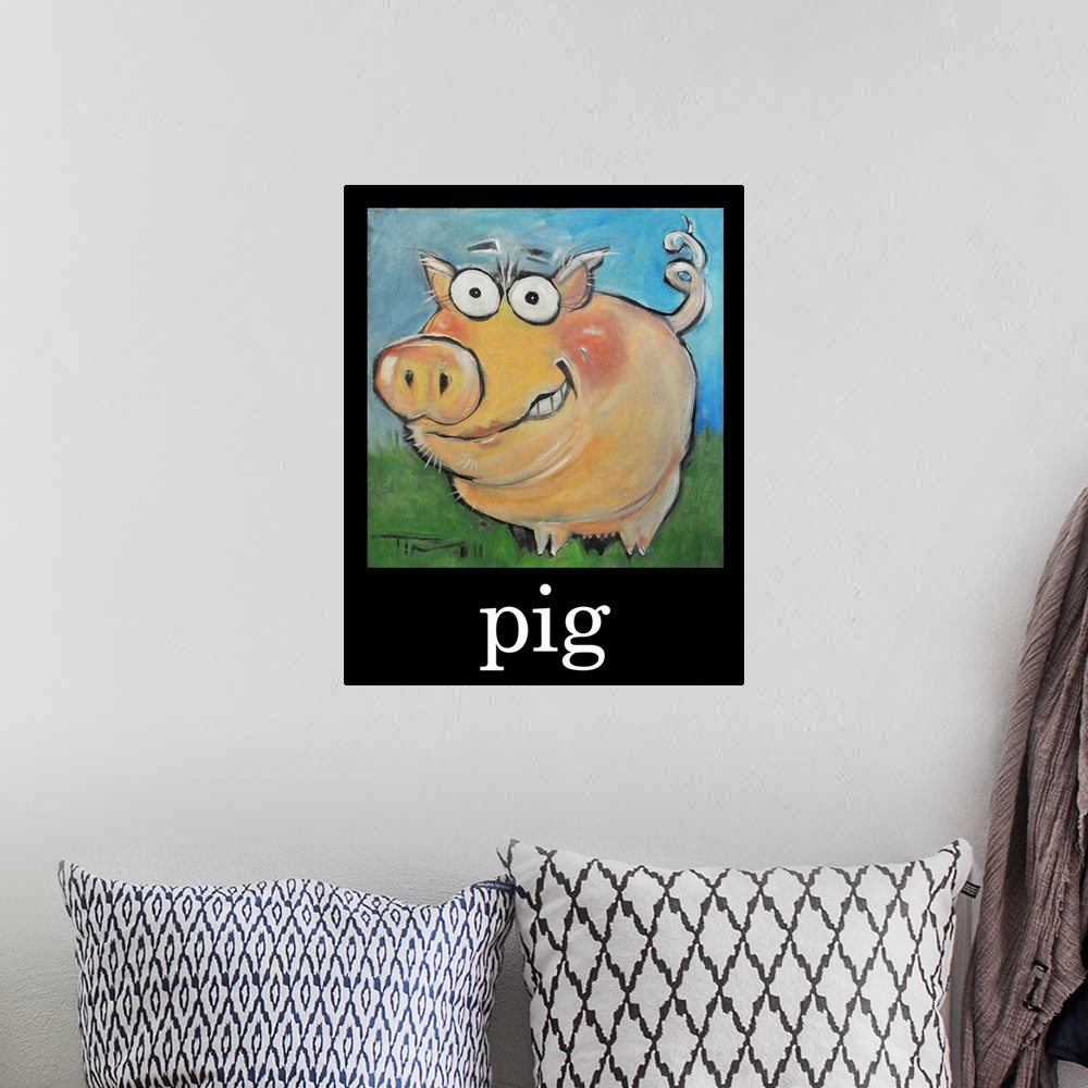 A bohemian room featuring Pig Poster