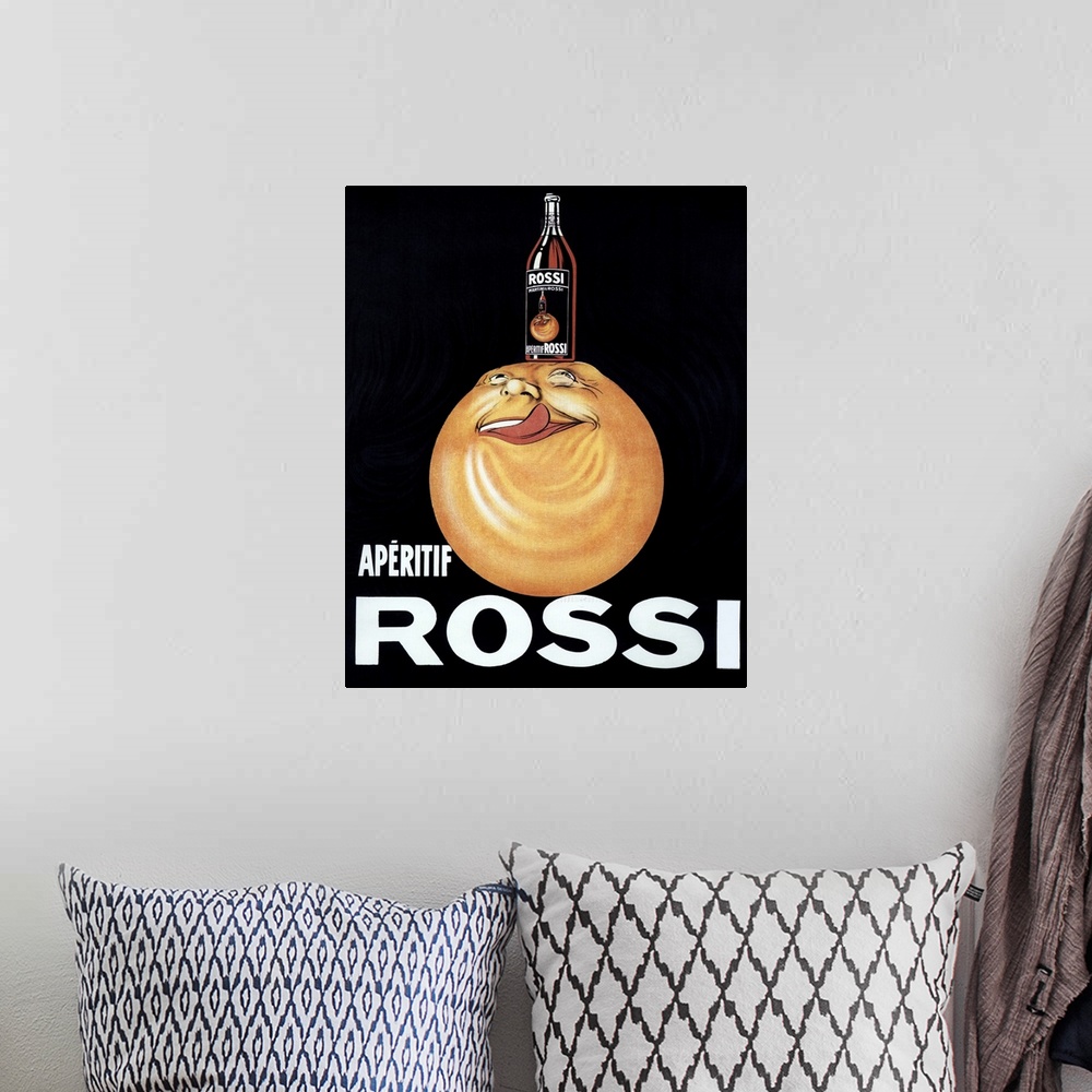 A bohemian room featuring Rossi - Vintage Beverage Advertisement