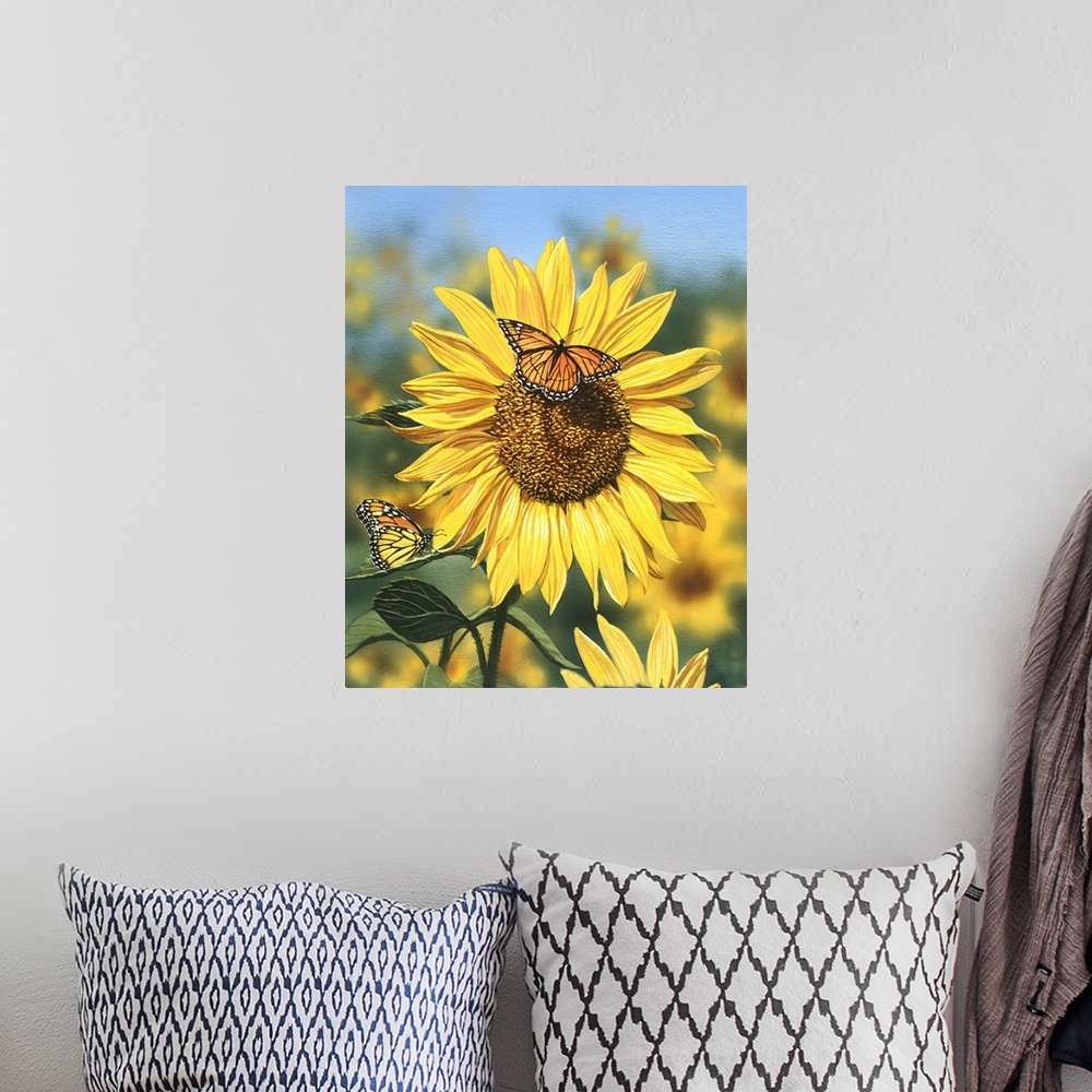 A bohemian room featuring Sunflower, Butterflies