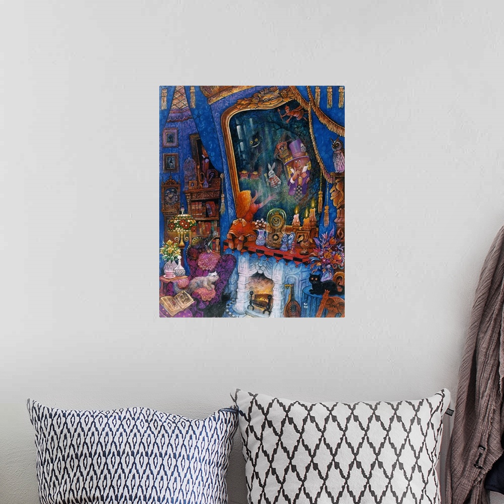 A bohemian room featuring Alice goes through the looking glass.