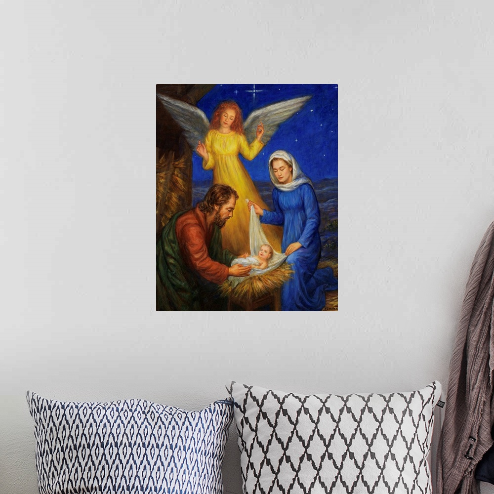 A bohemian room featuring The Savior Is Born