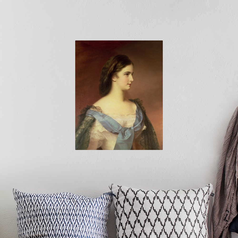 A bohemian room featuring XAM72427 Empress Elizabeth of Bavaria (1837-98) as a young woman (oil on canvas)  by Schrotzberg,...