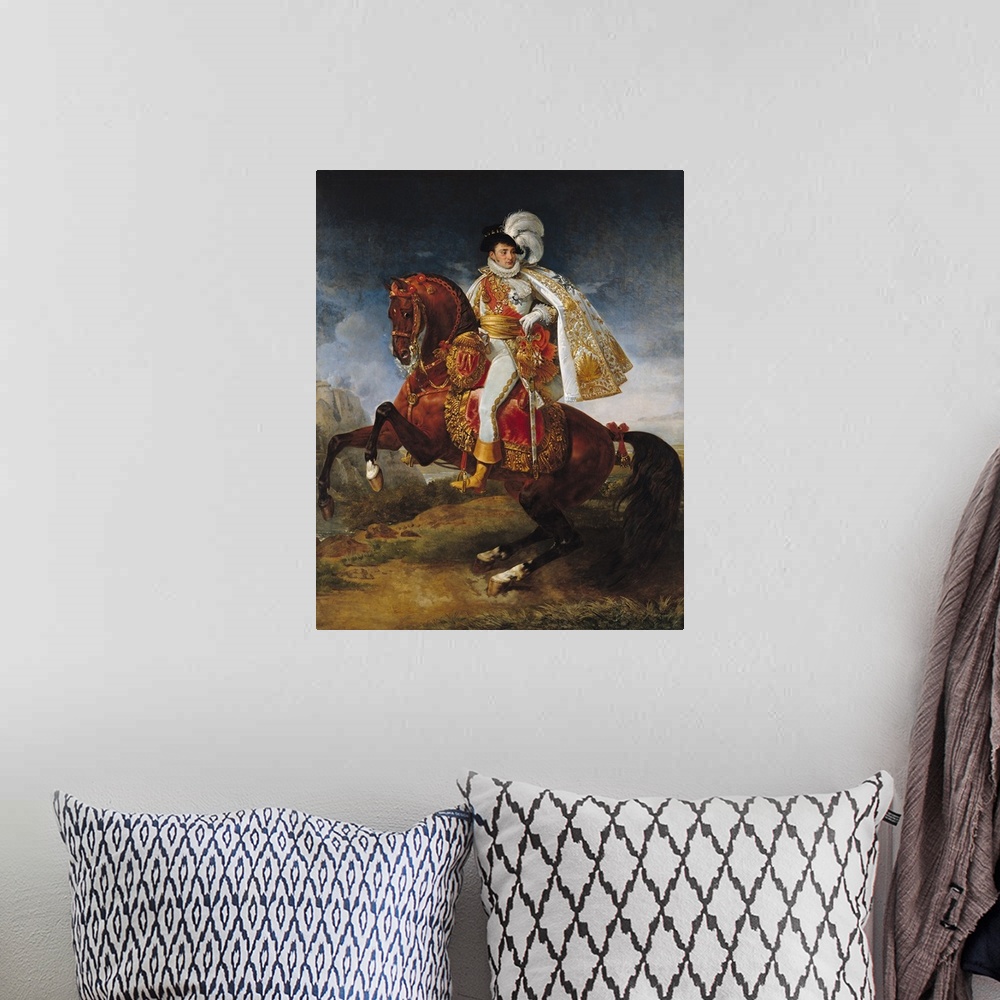 A bohemian room featuring horse foaming at the mouth; portrait equestre;
