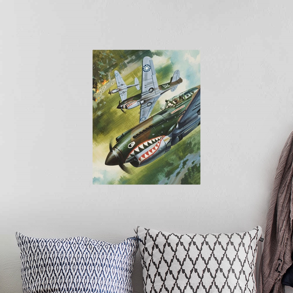 A bohemian room featuring Famous Aircraft and Their Pilots: The Curtiss P.40 -- Major Chennault.