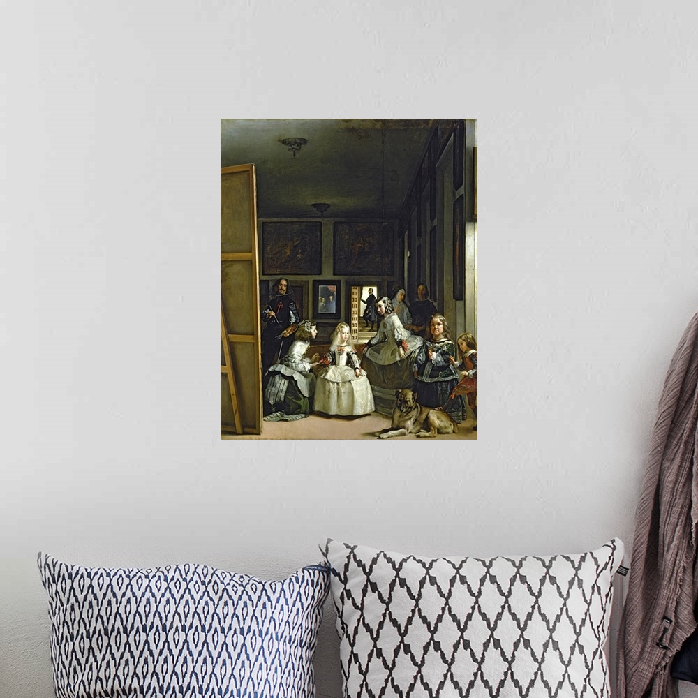 A bohemian room featuring XIR405 Las Meninas or The Family of Philip IV, c.1656 (oil on canvas)  by Velazquez, Diego Rodrig...