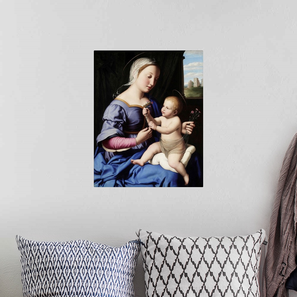 A bohemian room featuring Madonna and Child