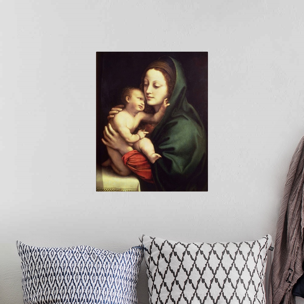 A bohemian room featuring XAM74842 Madonna and child, c.1510 (panel)  by Luini, Bernardino (c.1480-1532); oil on panel; 67....
