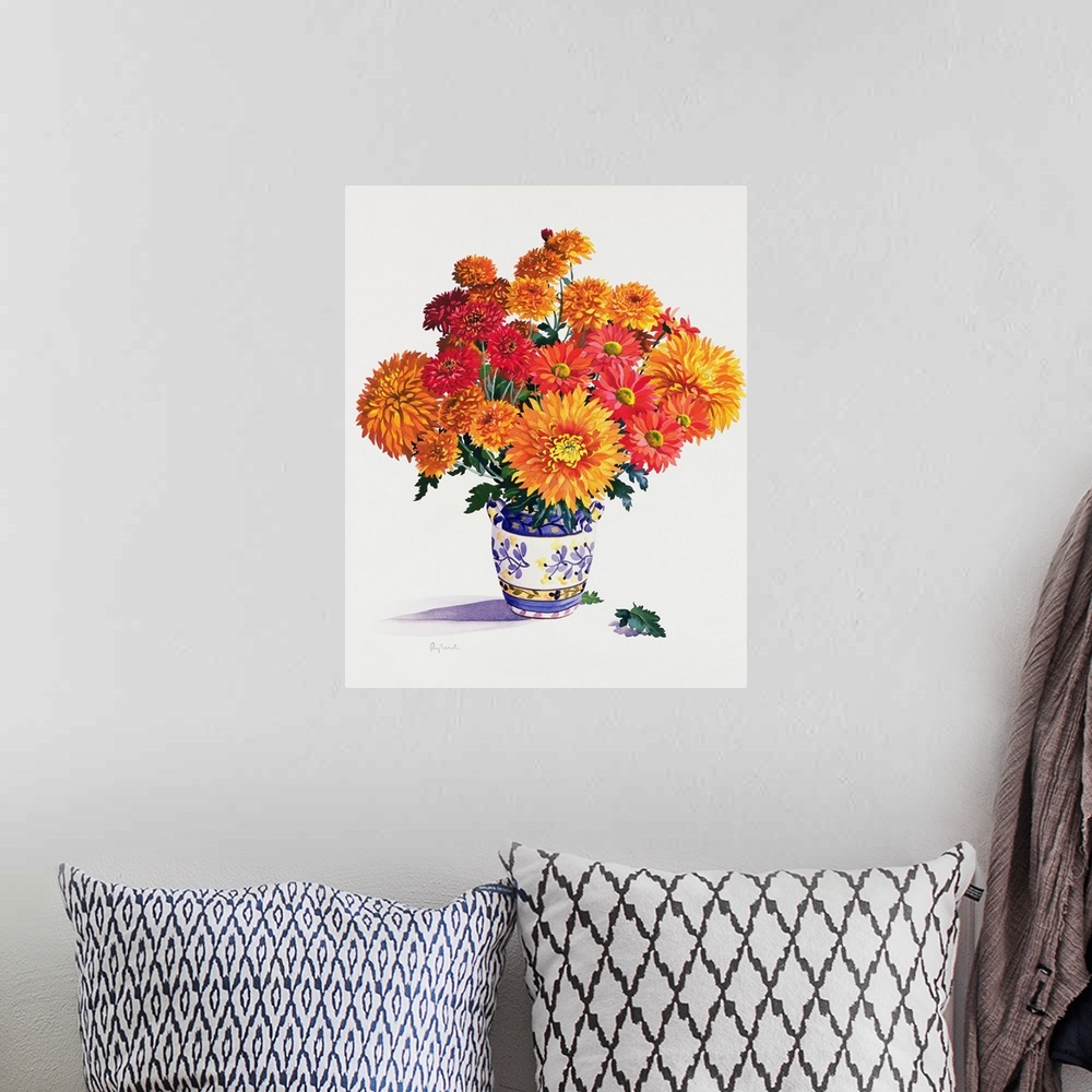 A bohemian room featuring October Chrysanthemums
