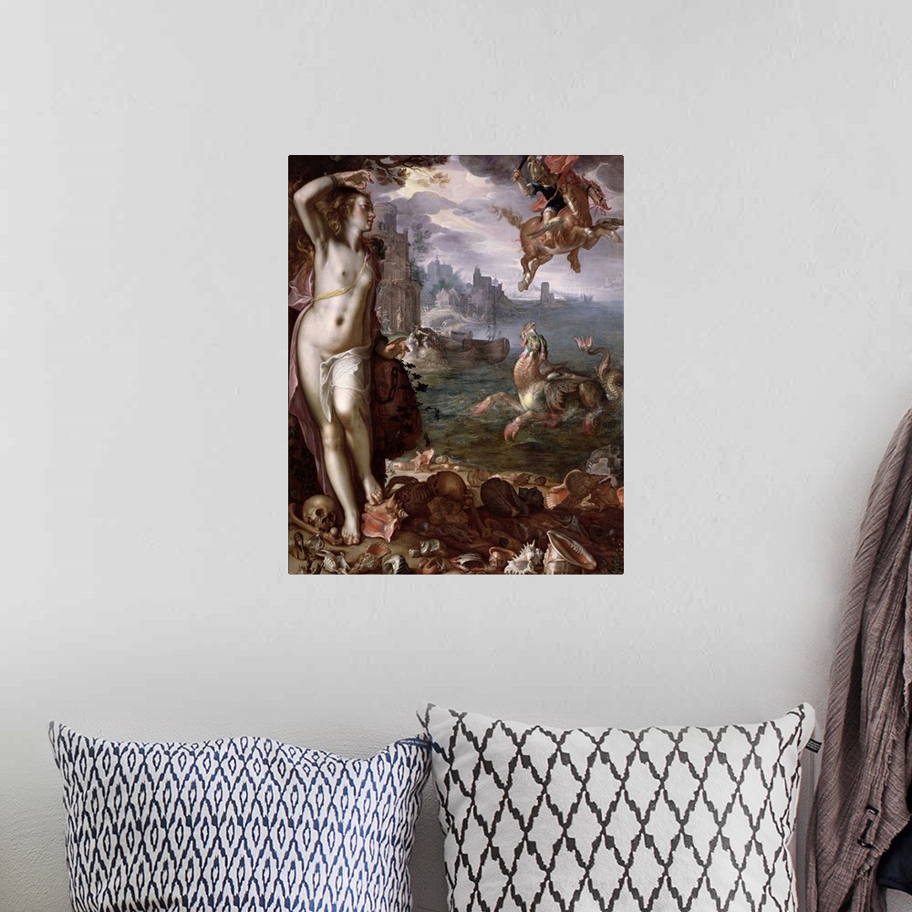 A bohemian room featuring XIR34884 Perseus Rescuing Andromeda, 1611 (oil on canvas)  by Wtewael or Utewael, Joachim (c.1566...