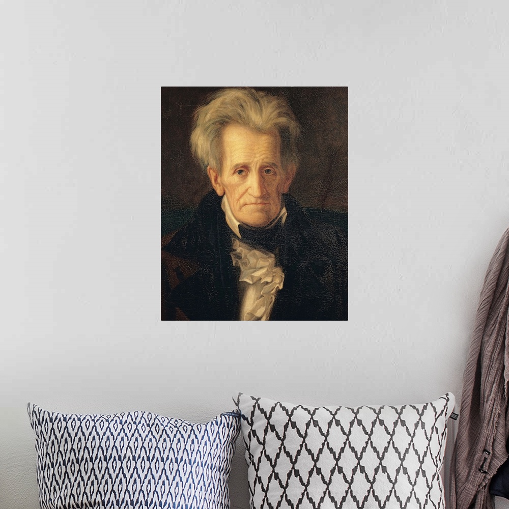 A bohemian room featuring XIR349727 Portrait of Andrew Jackson (oil on canvas)  by Healy, George Peter Alexander (1808-94);...