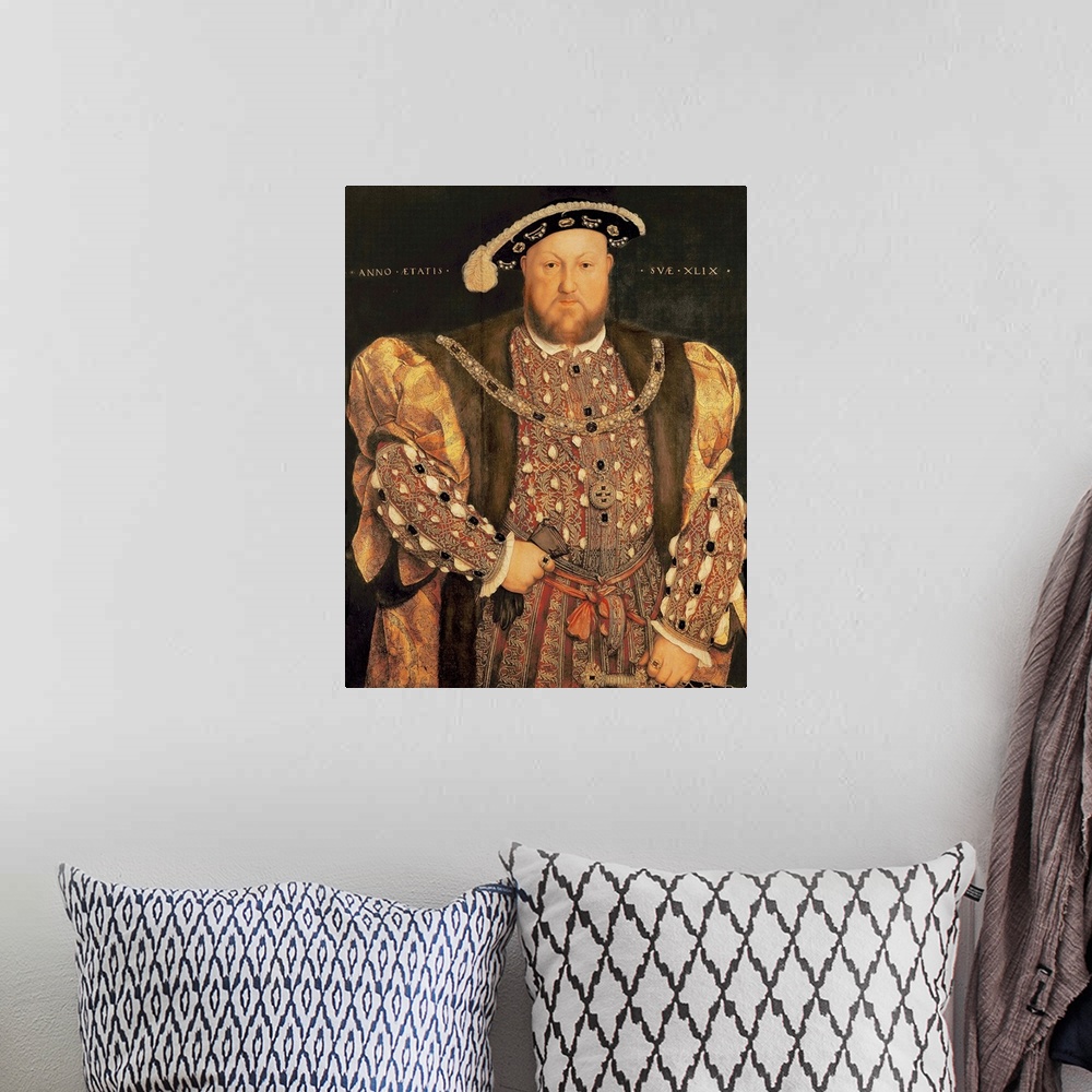 A bohemian room featuring Portrait of Henry VIII, aged 49, 1540