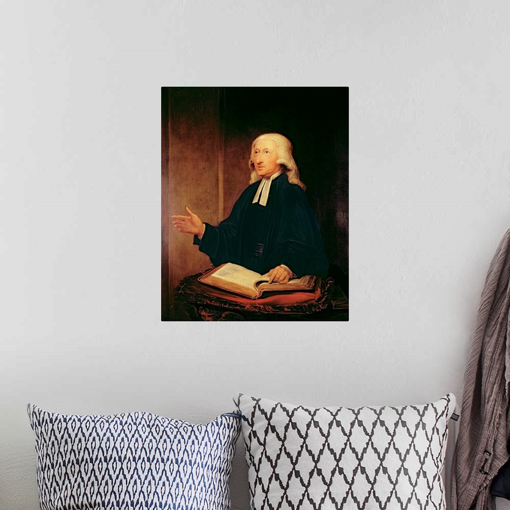 A bohemian room featuring Portrait of John Wesley (1703-1791) 1788