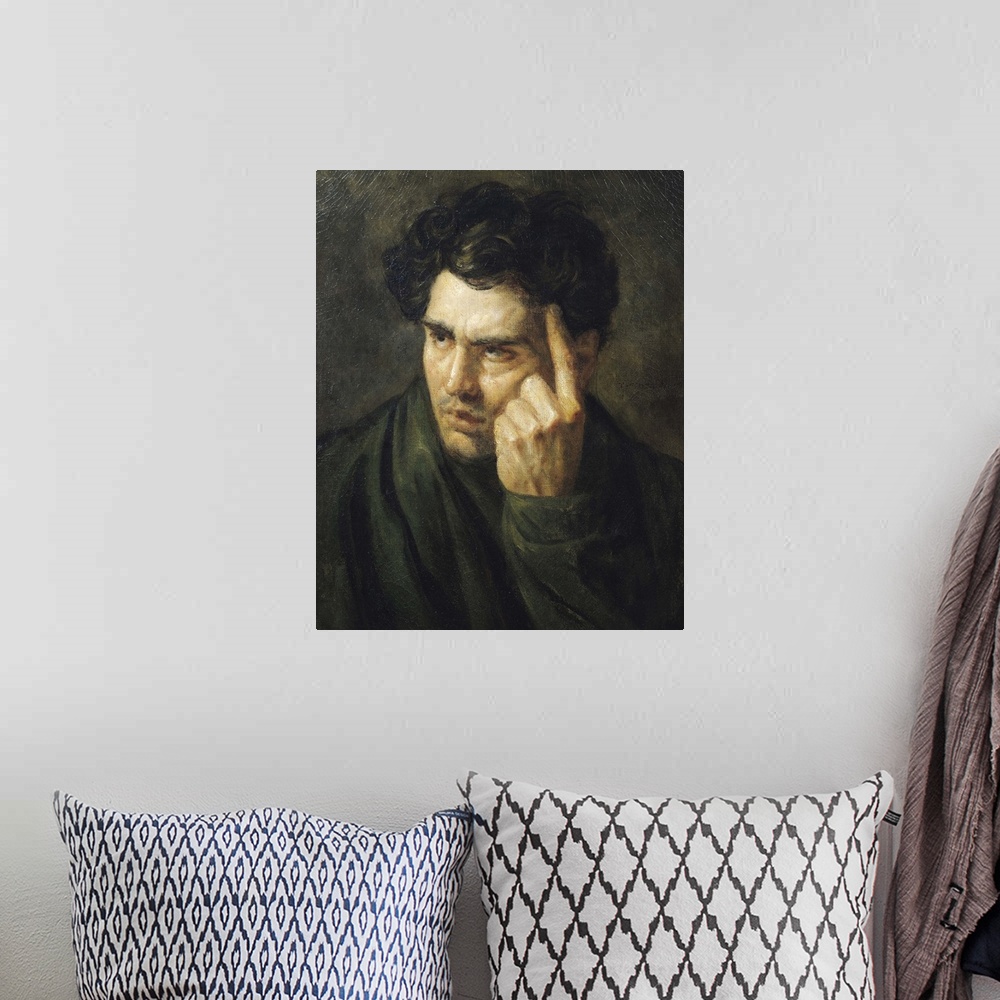 A bohemian room featuring XIR142130 Portrait of Lord Byron (1788-1824) (oil on canvas)  by Gericault, Theodore (1791-1824);...