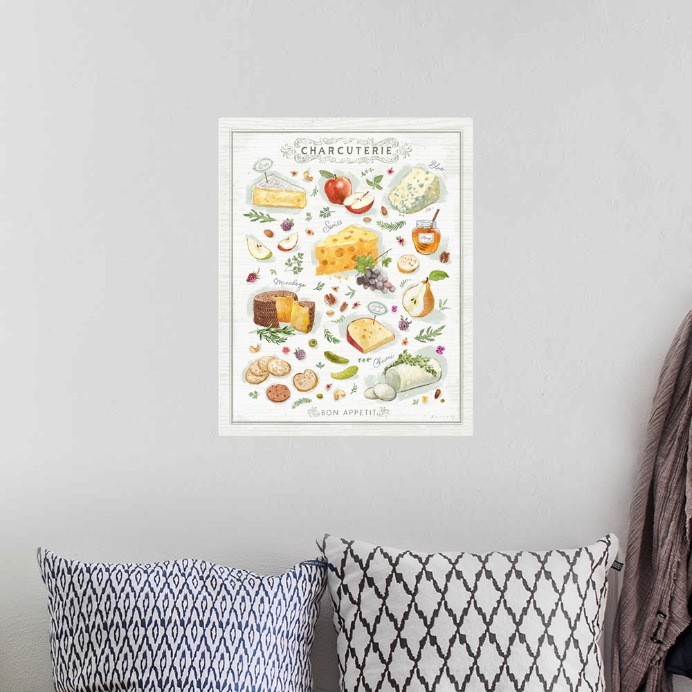 A bohemian room featuring Savor this charcuterie art perfect for your dining and dining areas.