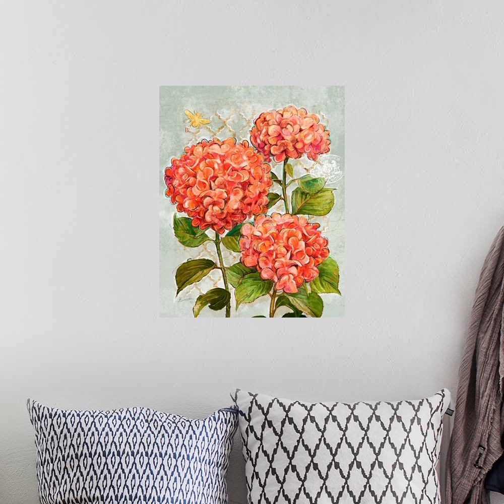 A bohemian room featuring Classic botanical floral art adds tradition and class to any room.
