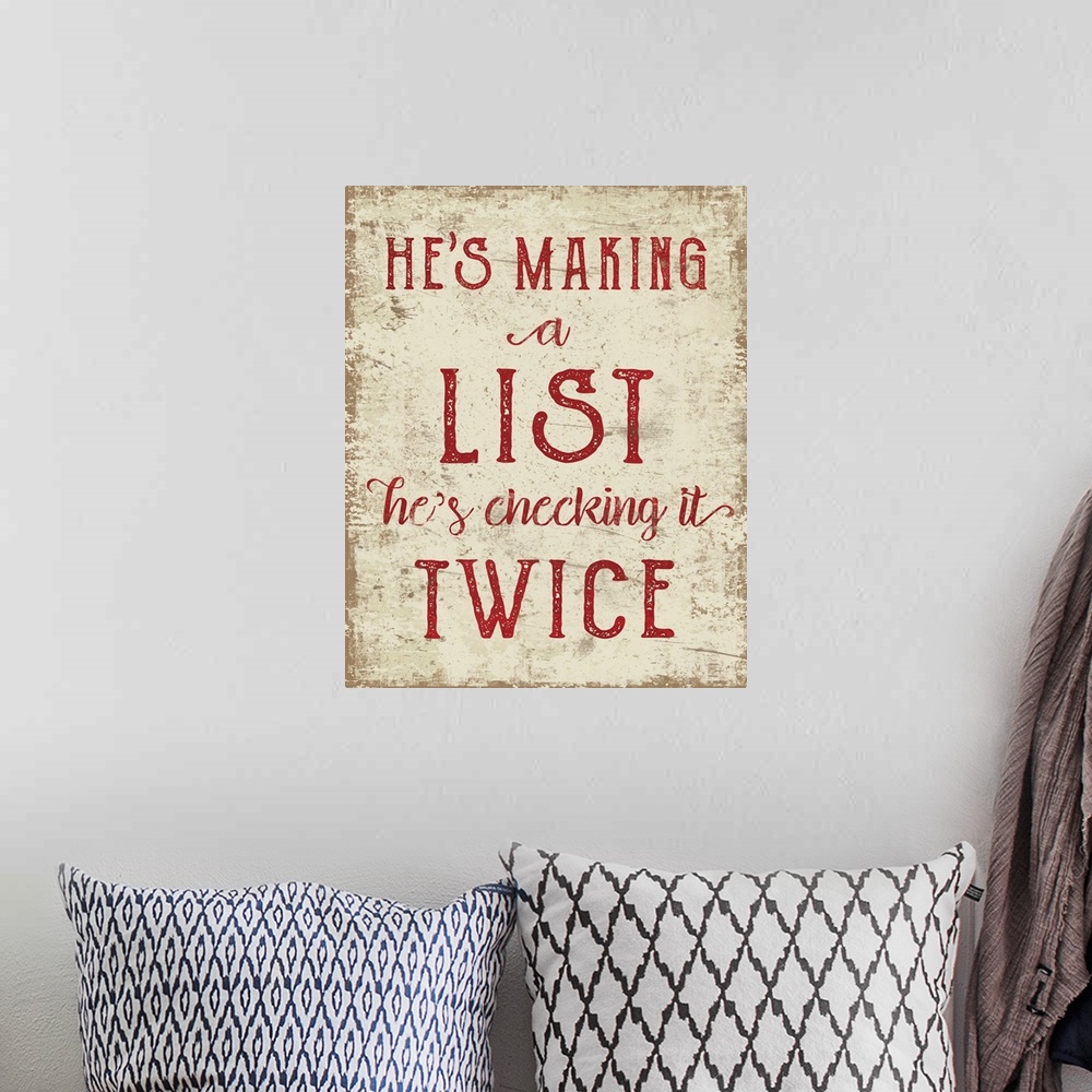 A bohemian room featuring He's Making A List