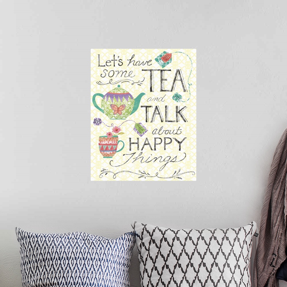 A bohemian room featuring Tea lovers will love this chalkboard image - a charming accent for the kitchen!