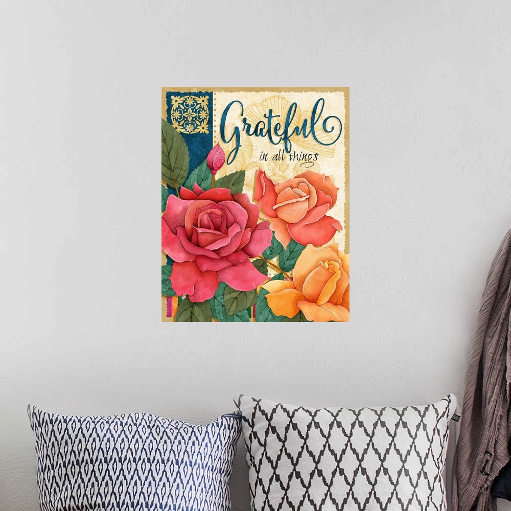 A bohemian room featuring Inspirational floral art brings a heartfelt sentiment to your decor.
