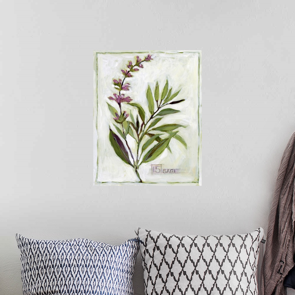 A bohemian room featuring This sage sprig adds an elegant touch of the garden to any kitchen or dining area.