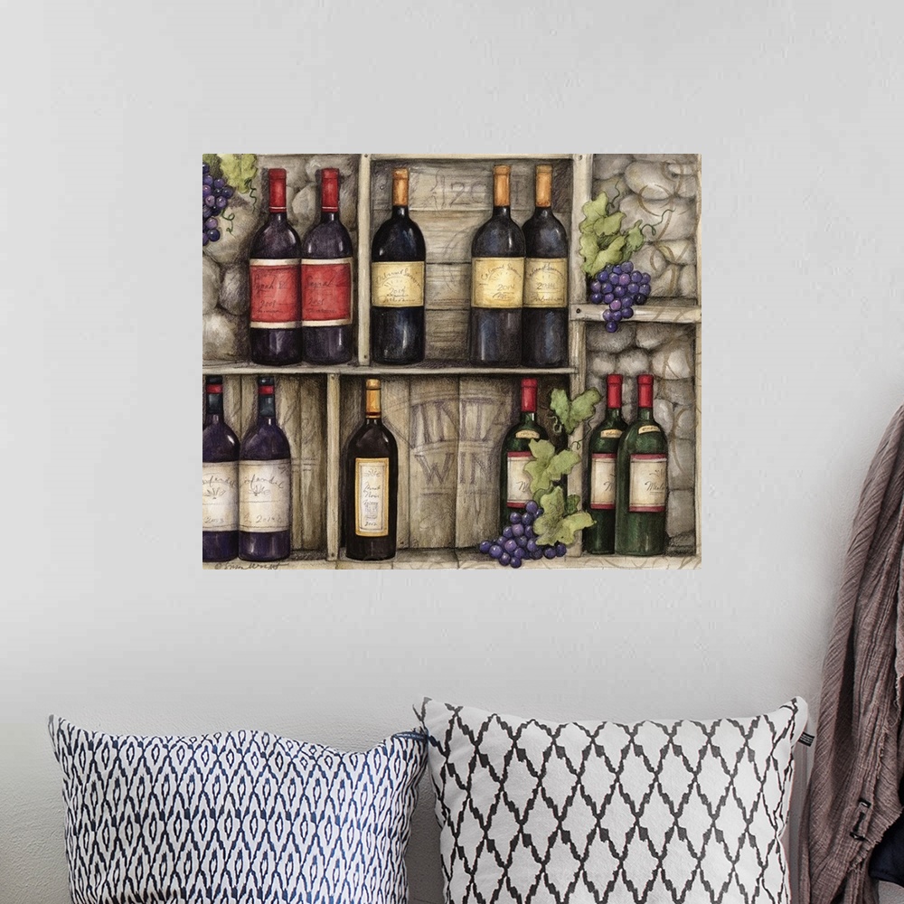 A bohemian room featuring Wine vignette that makes a tasteful statement to any decor.