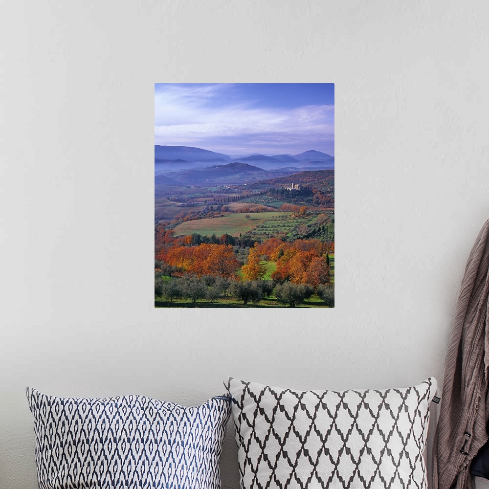 A bohemian room featuring Italy, Umbria, Valle Tiberina, view towards the valley