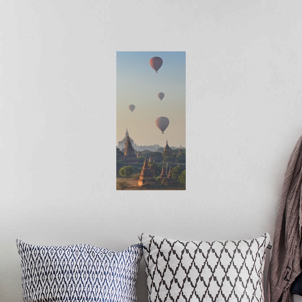 A bohemian room featuring Myanmar, Mandalay, Bagan, Hot air balloons over the Buddhist temples in the plain of Bagan.
