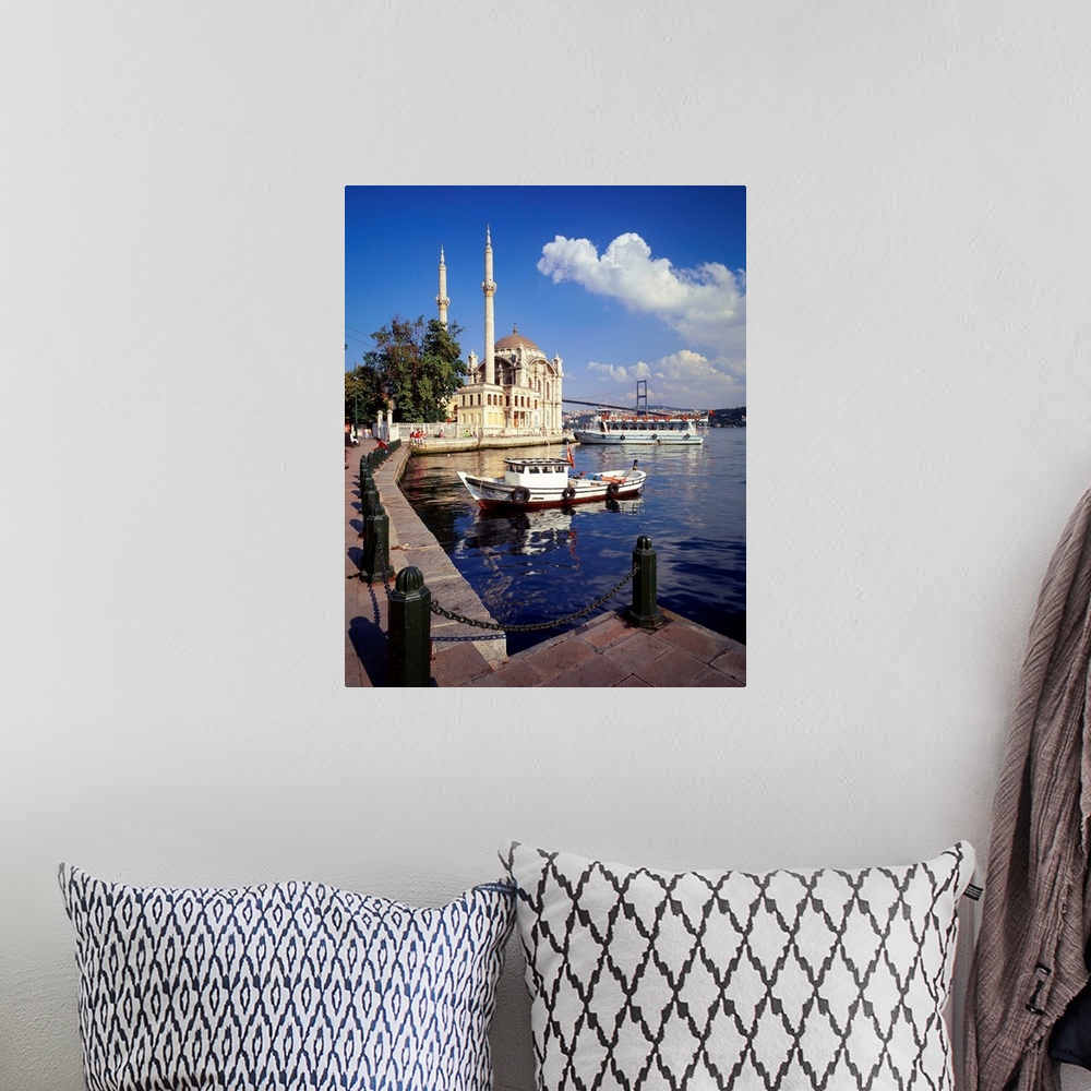 A bohemian room featuring Turkey, Asia Minor, Istanbul, Ortakoy Mosque and Bosphorus Bridge in background