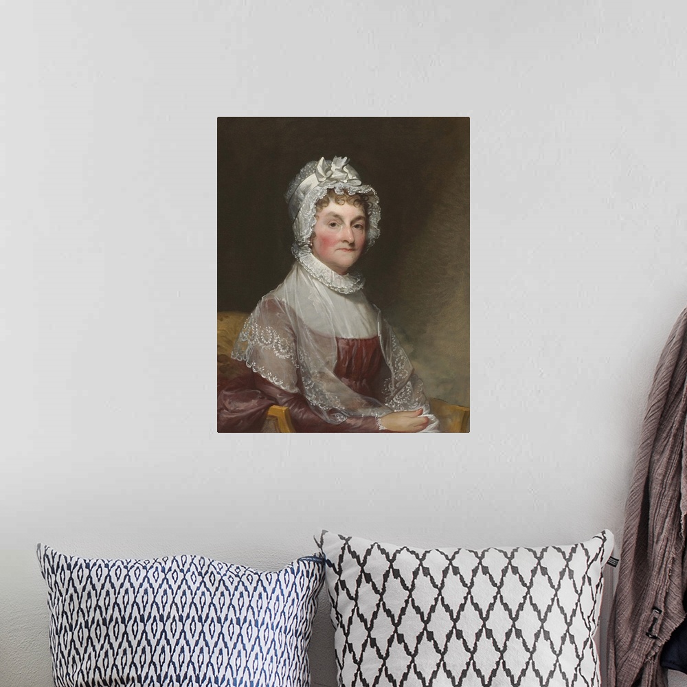 A bohemian room featuring Abigail Smith Adams, by Gilbert Stuart, c. 1800-15, American painting, oil on canvas. First Lady ...