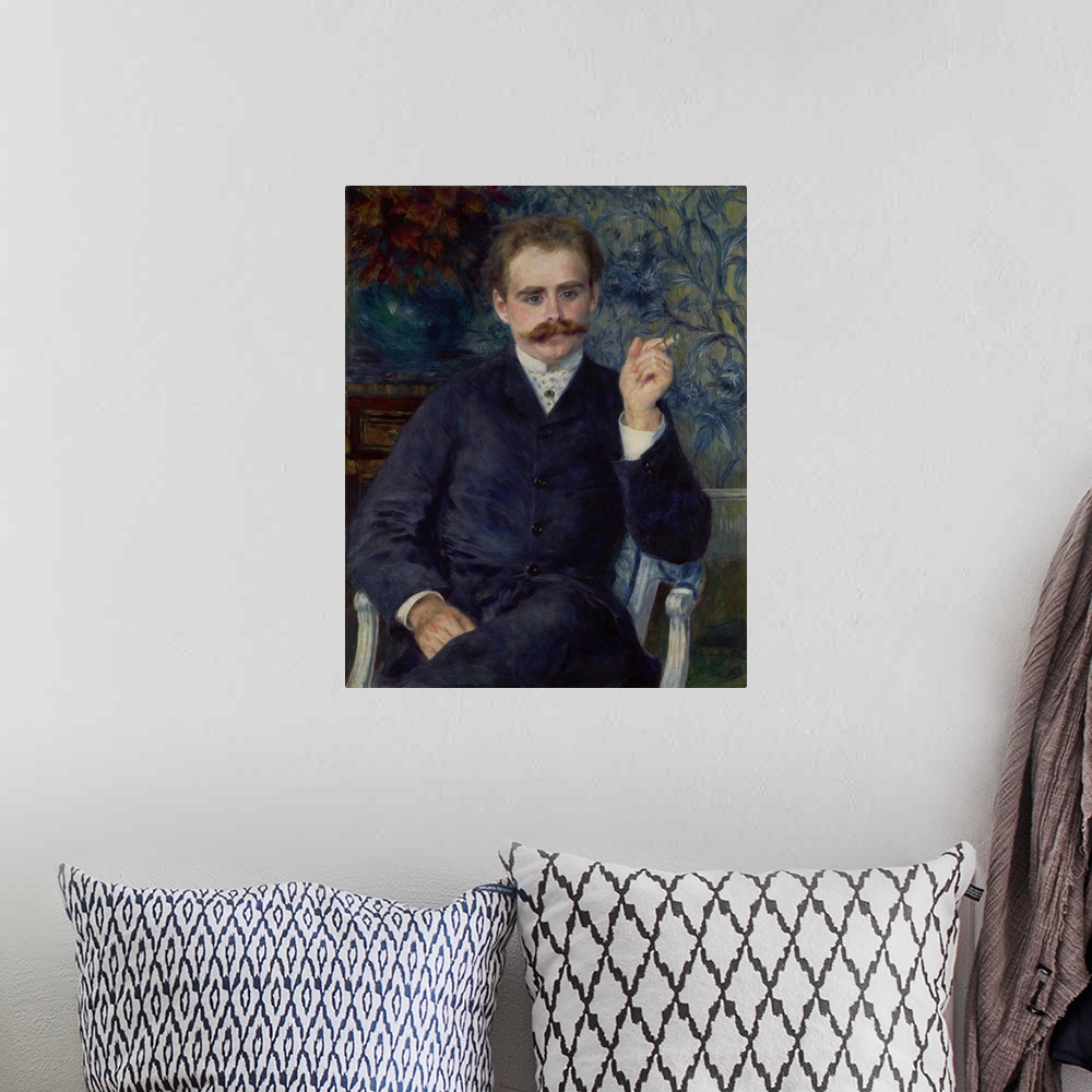 A bohemian room featuring Albert Cahen d'Anvers, by Auguste Renoir, 1881, French impressionist painting, oil on canvas. Com...