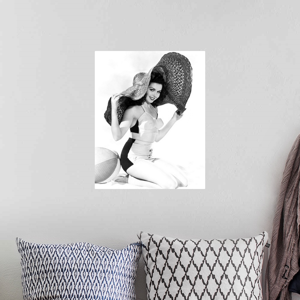 A bohemian room featuring Black and white photograph of Ann Miller.