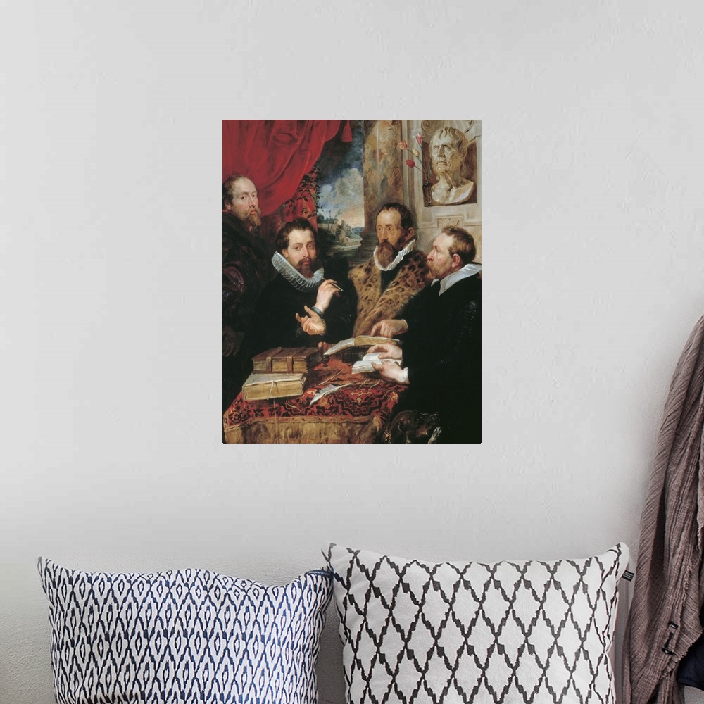 A bohemian room featuring The Four Philosophers, by Peter Paul Rubens, 1612 about, 17th Century, oil on panel, cm 164 x 139...