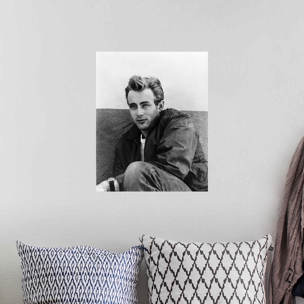 A bohemian room featuring Rebel Without A Cause, James Dean, 1955.