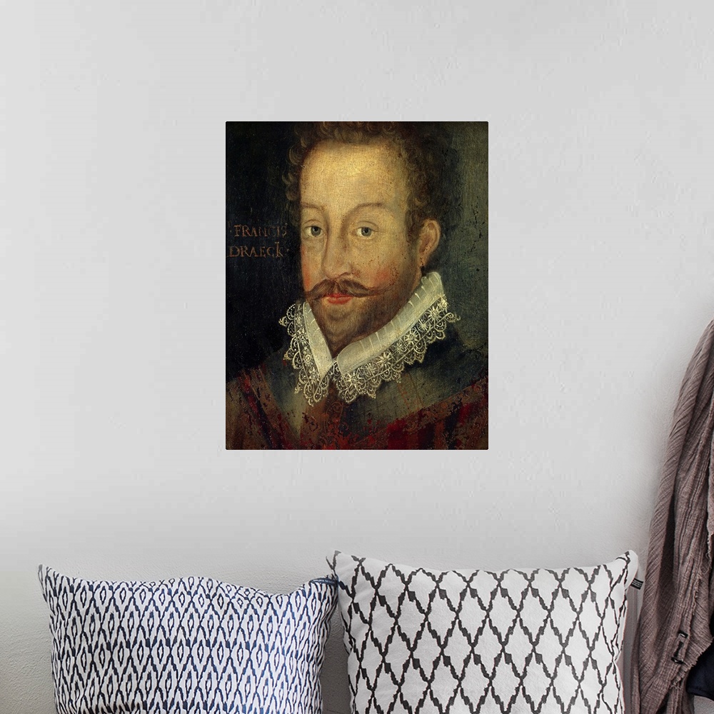 A bohemian room featuring English School. Portrait of Sir Francis Drake, English admiral, circumnavigator, privateer. After...