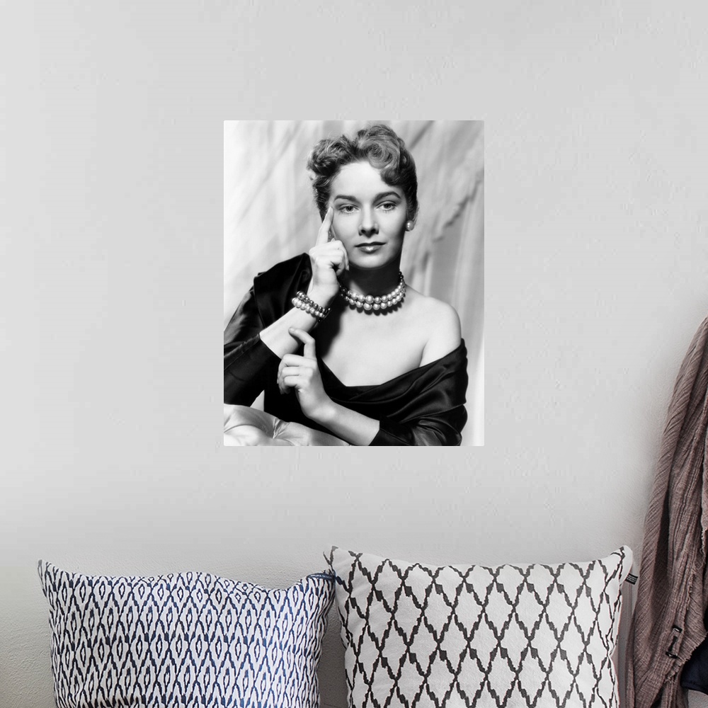 A bohemian room featuring Black and white photograph of Vera Miles.