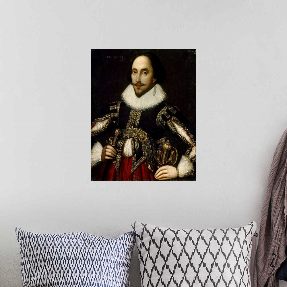 A bohemian room featuring Coblitz Louis Ec. All. Portrait de William Shakespeare represente age de 34 ansPortrait of Willia...