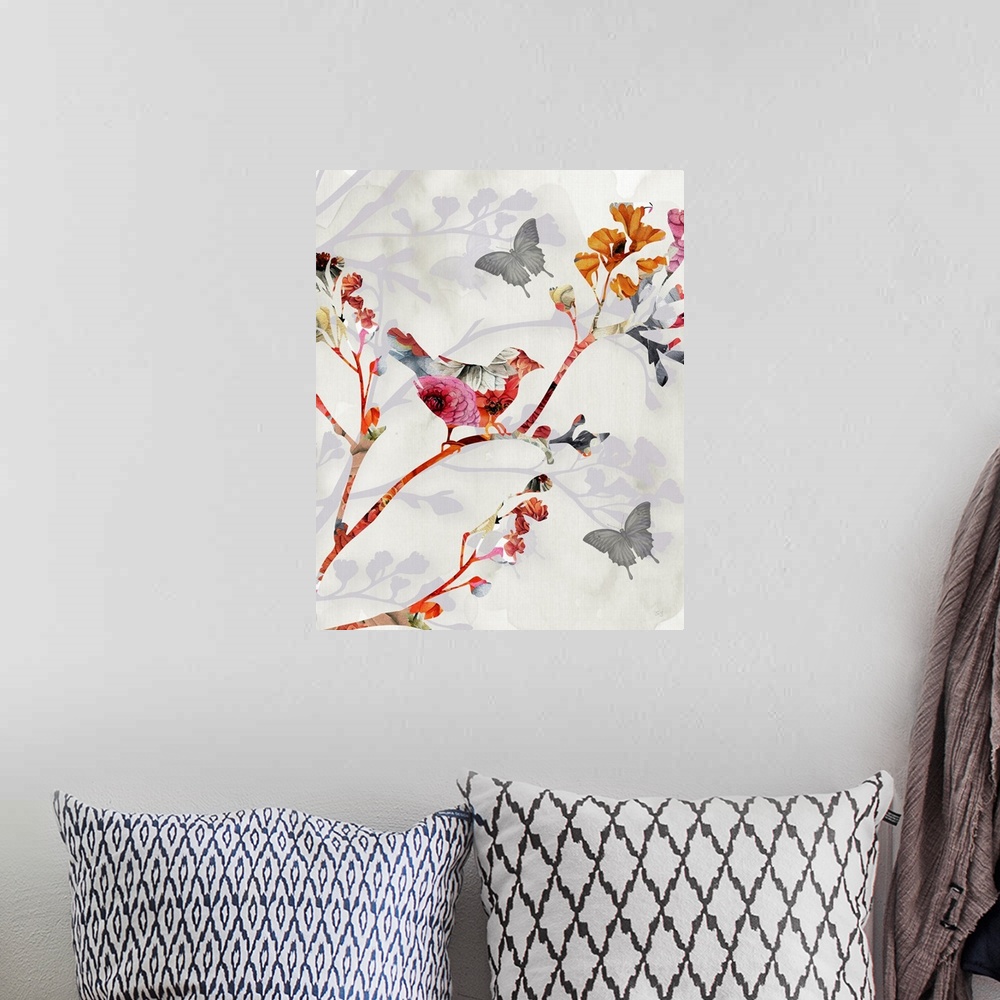 A bohemian room featuring Bird And Cherry Blossoms II