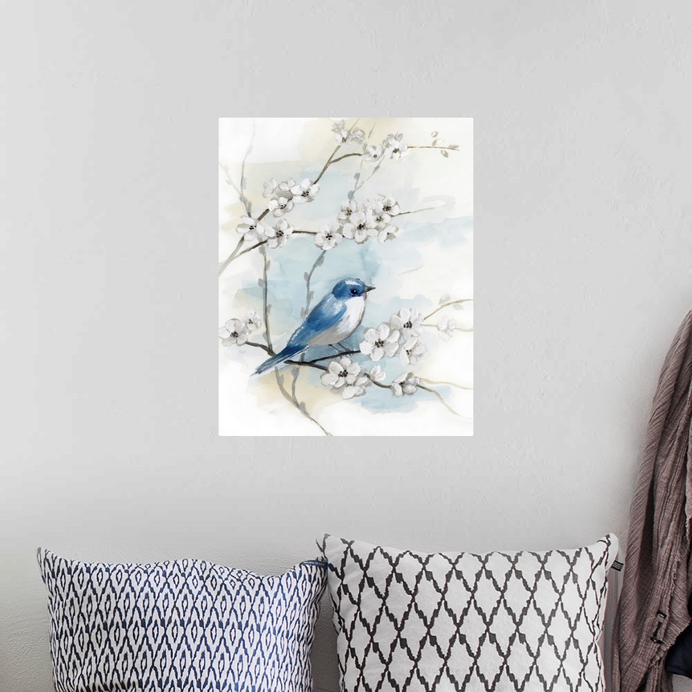 A bohemian room featuring Blossoms And Bluebird I