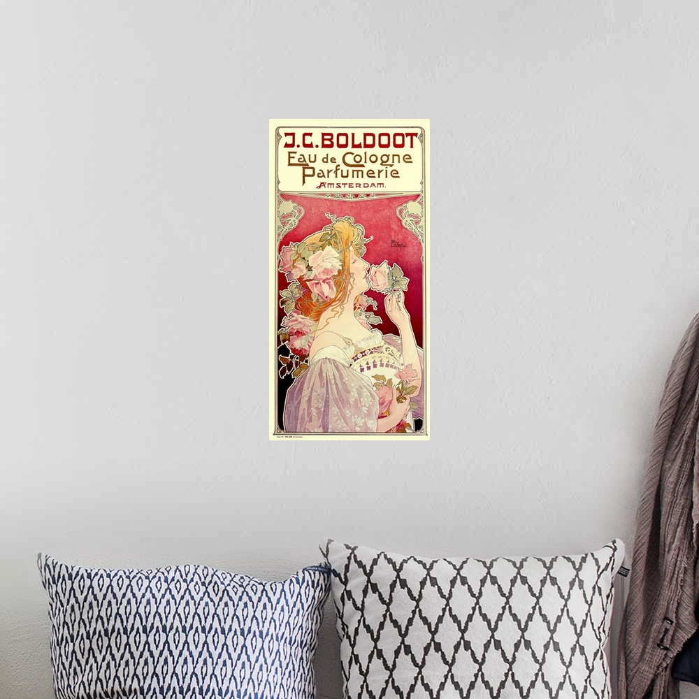 A bohemian room featuring Folies-Bergere: Les Demoiselles Du Vingtieme Siecle Poster By A. Trinquier-Trianon