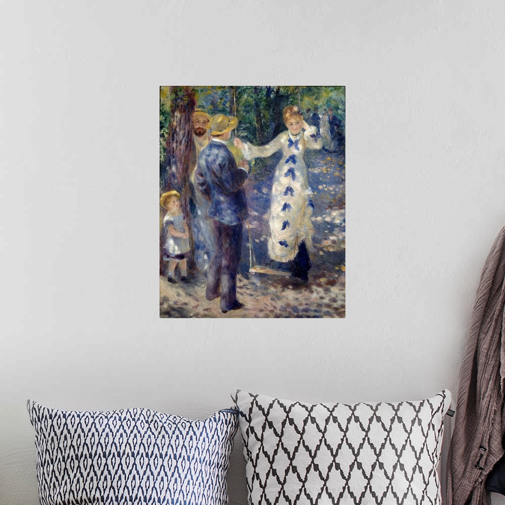 A bohemian room featuring The Swing (In the garden near the rue Cortot, with Edmond Renoir (1849-1944), Jeanne, a young wom...